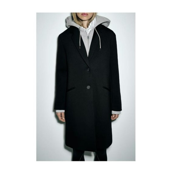 ZARA CONTRASTING COAT WITH REMOVABLE HOOD - Picture 6 of 6